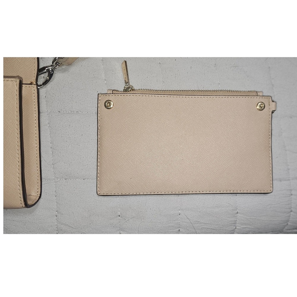 Michael Kors Beige Saffiano Leather Crossbody Wallet Bag with Removable Pouch - Picture 10 of 12